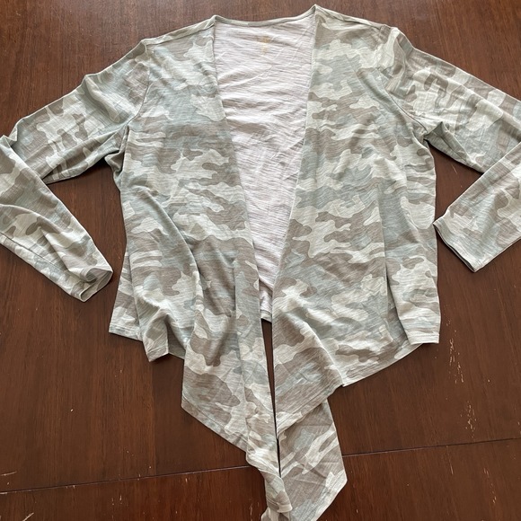 Belle by Kim Gravel Camo Cotton Navy Knit Cardigan Small Lot Bundle Lightweight - Picture 2 of 12